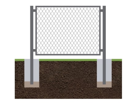 Забор из сетки рабицы (h 2.0 м) бетонирование столбов До 30 м