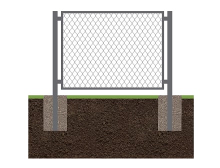 Забор из сетки рабицы (h 2.0 м) забивание столбов До 30 м